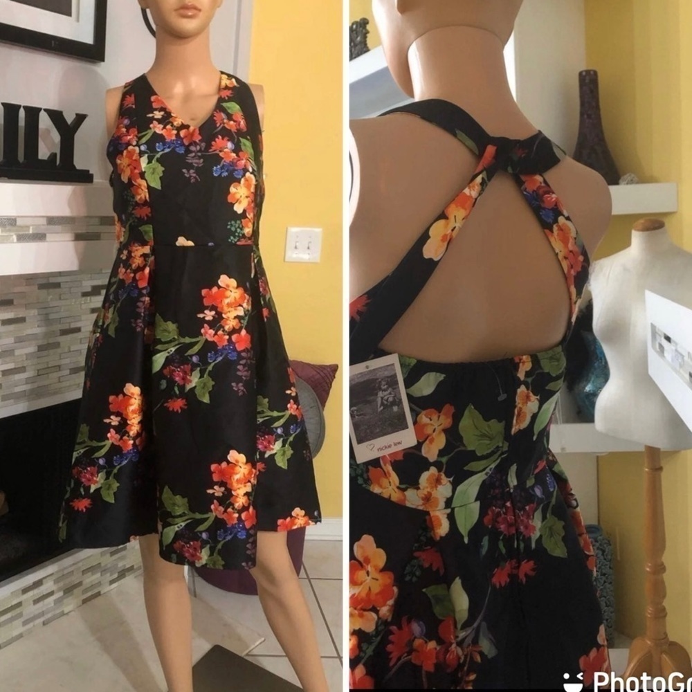 NWT Nickie Lew floral halter dress 16